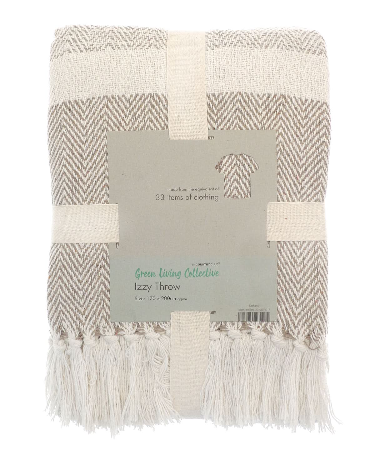 Home & Living Izzy recycled throw HL208 - Natural One size - Customisable Blanket