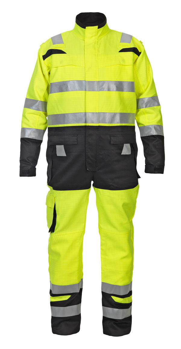 Hyd Trendy Hv Stretch Hydrowear Hove Hi Vis Two Tone Coverall - SaturnYellow Black 42 - Customisable Coveralls