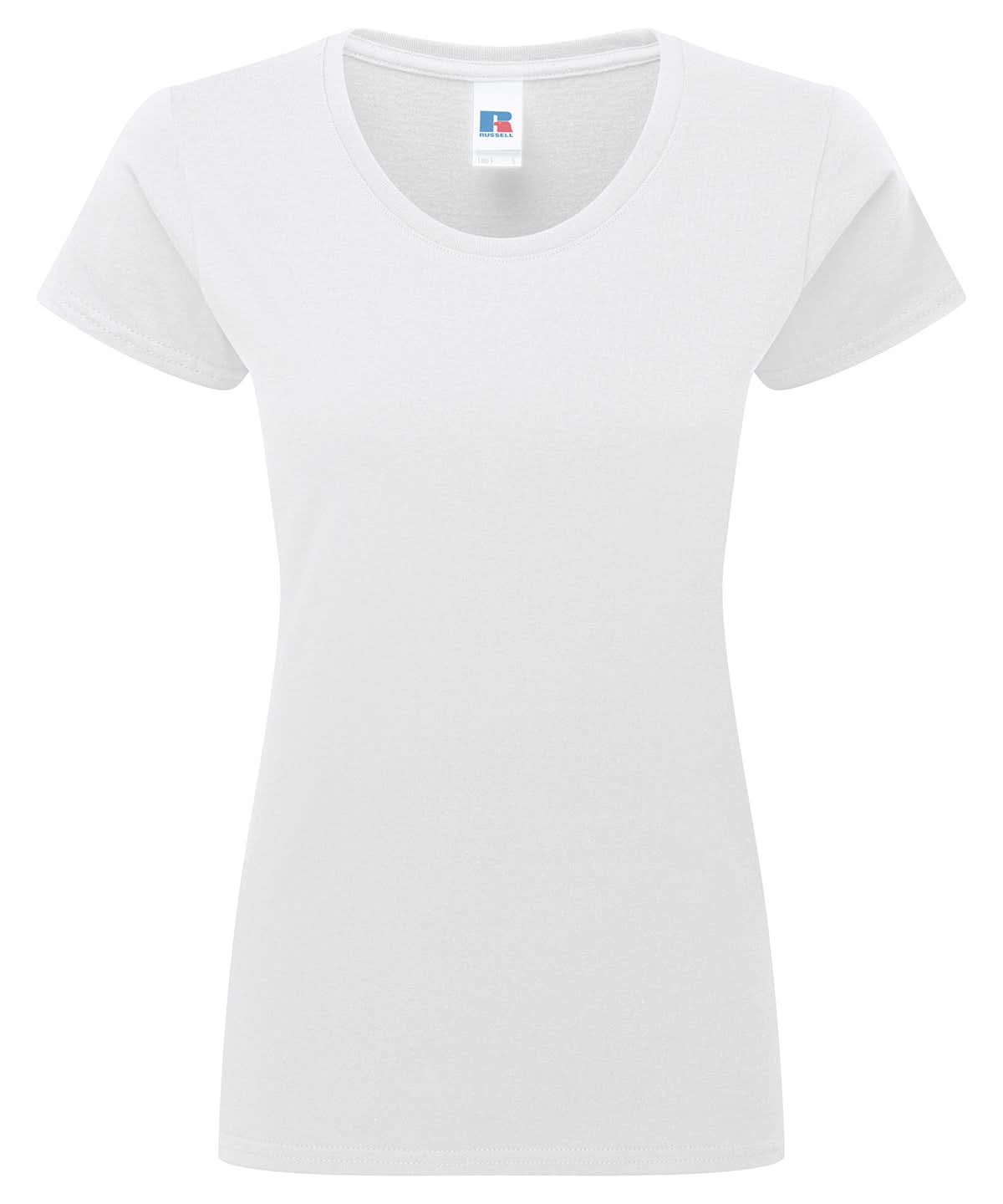 Russell Short Sleeve Europe Womens authentic classic t shirt J180F - White - Customisable T-Shirts