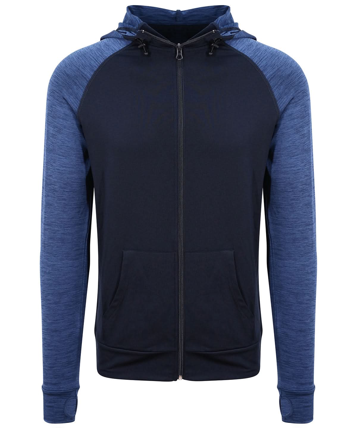 AWDis Just Cool Cool contrast zoodie JC057 - Navy Navy Melange - Customisable Hoodies