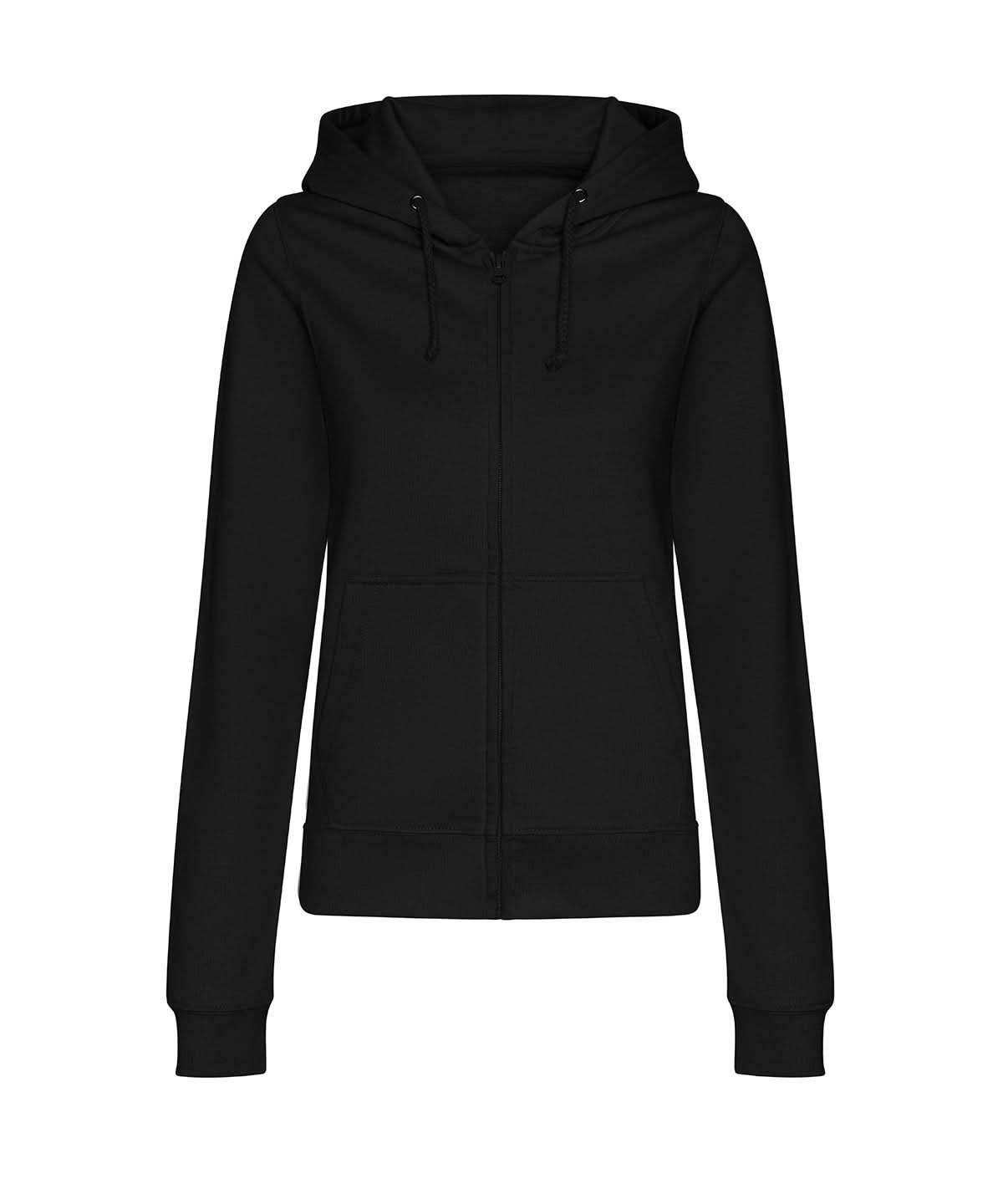 AWDis Just Hoods Womens college zoodie JH50F - Deep Black - Customisable Hoodies