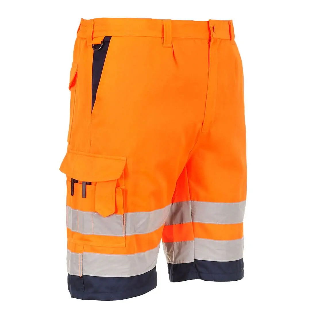 Hi Vis Lightweight Polycotton Shorts L043 - Orange Navy - Customisable Shorts