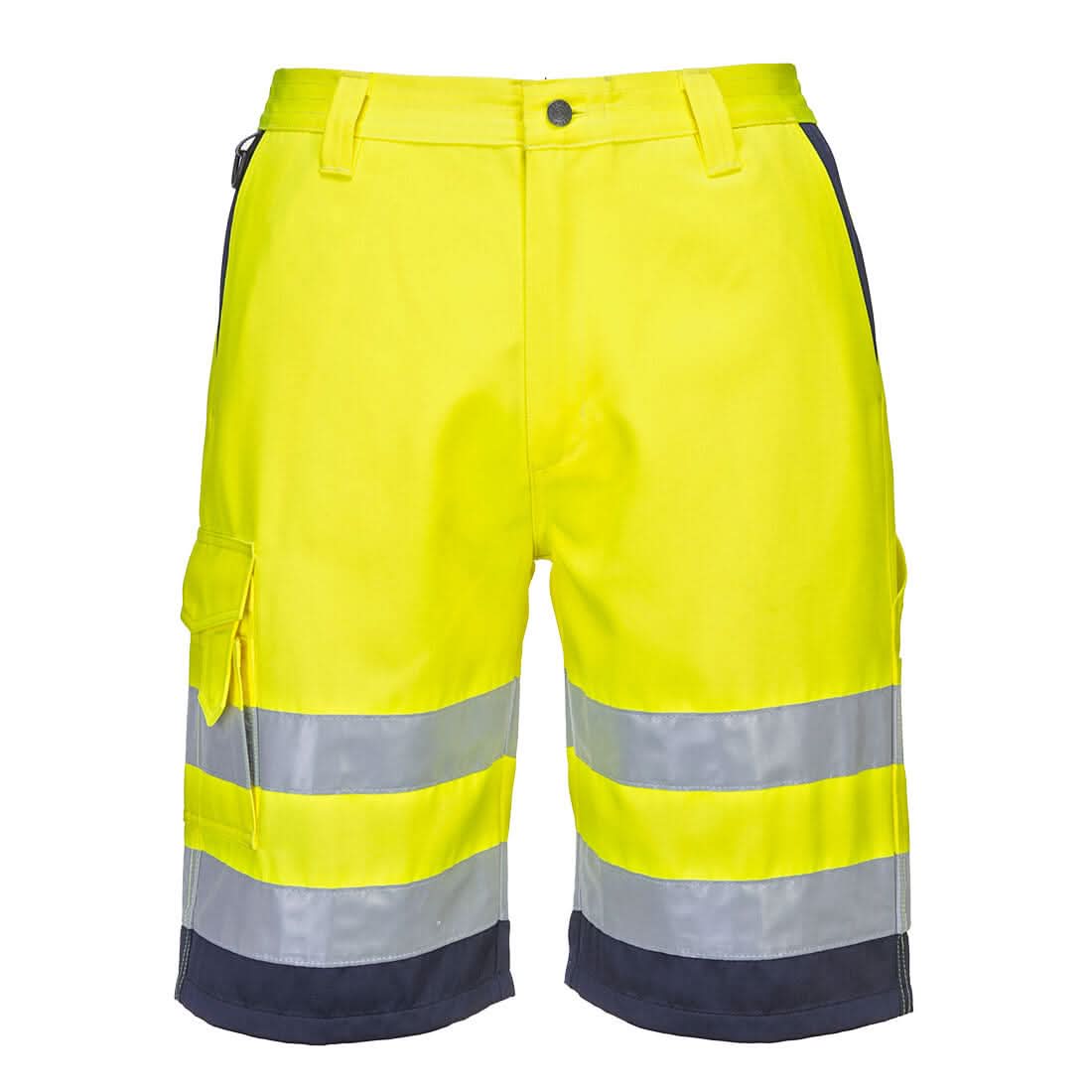 Portwest Hi Vis Lightweight Polycotton Shorts L043 - Yellow Navy - Customisable Shorts