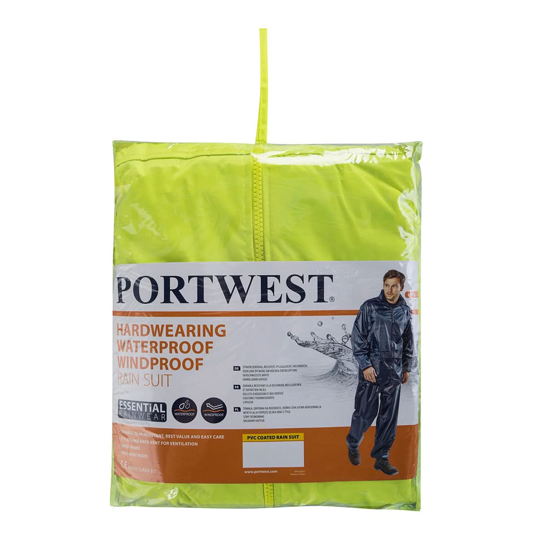 Portwest Essentials Rainsuit 2 Piece Suit L440 - Yellow - Customisable Trousers