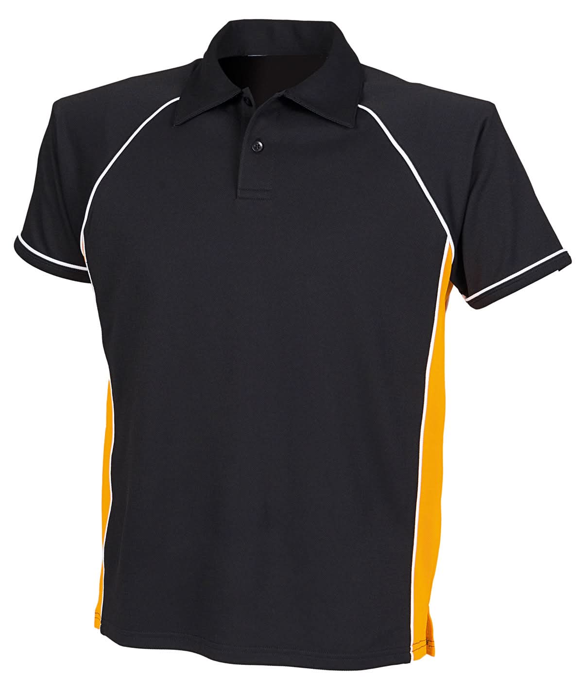 Finden & Hales Finden Hales Piped performance polo LV370 - Black Amber White - Customisable Polos