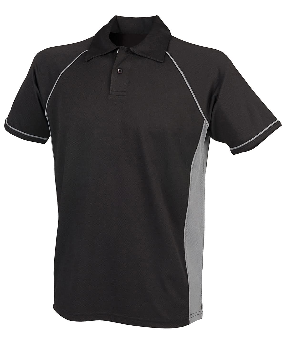Finden & Hales Finden Hales Piped performance polo LV370 - Black Gunmetal Grey - Customisable Polos