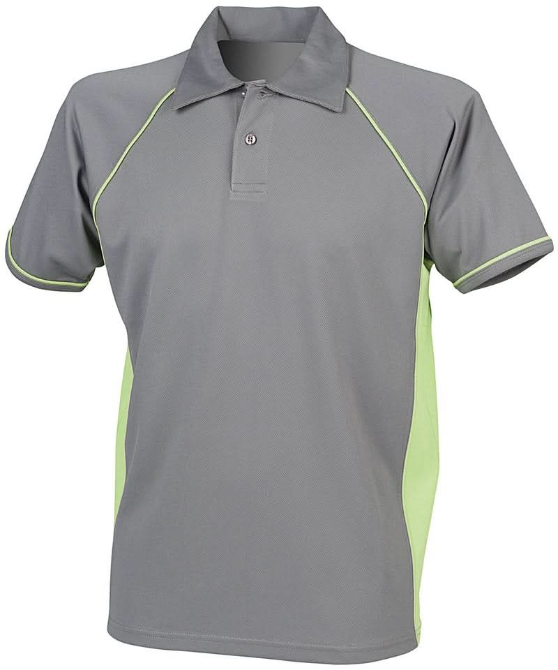 Finden & Hales Finden Hales Piped performance polo LV370 - Gunmetal Grey Lime - Customisable Polos