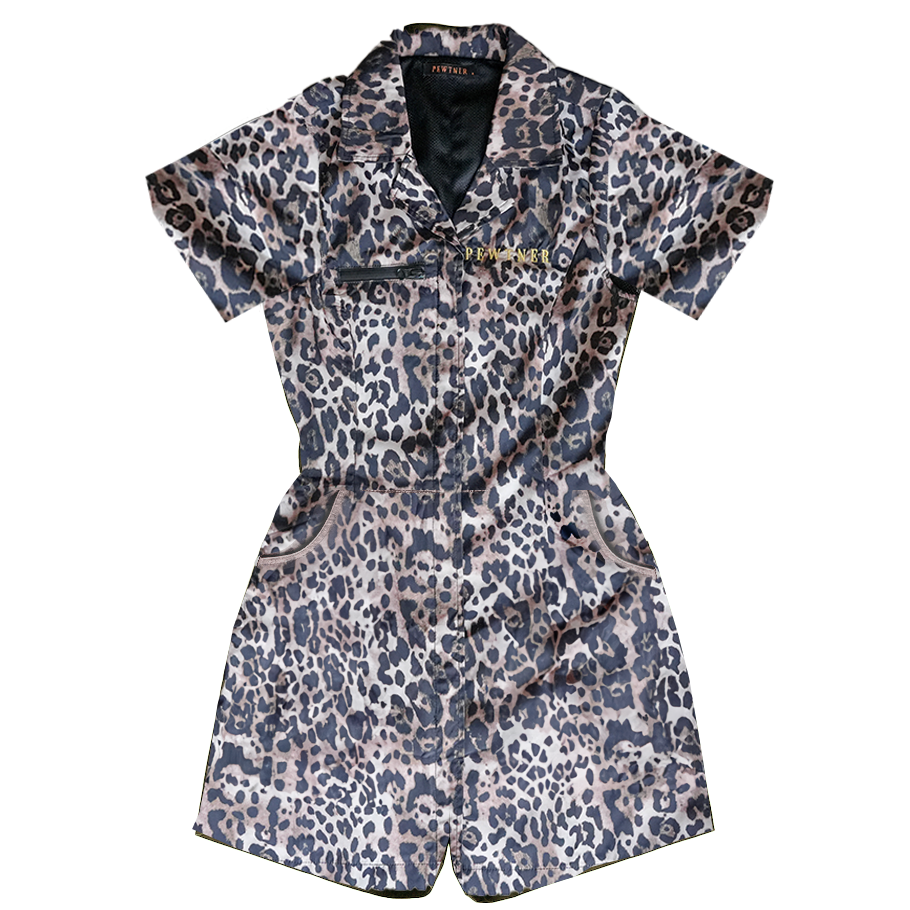 Pewtner Minipewt - Dog Grooming Jumpsuit - leopard - Customisable Workwear