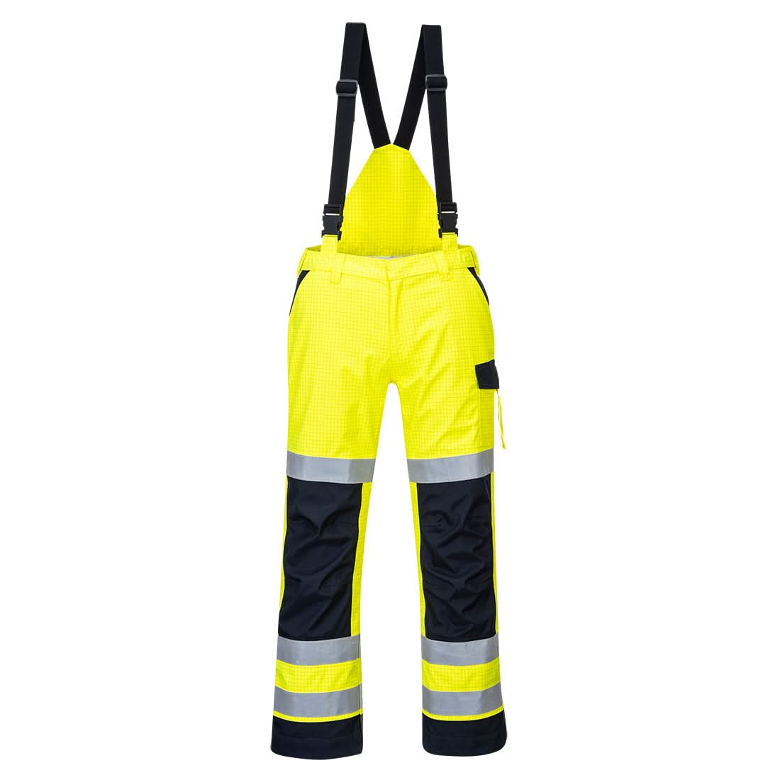 Portwest Modaflame Rain Hi Vis Multi Norm Contrast FR Trousers MV71 - Yellow Navy - Customisable Hi-Vis Trousers