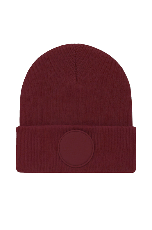 Circular Patch Beanie - UC412 - Maroon One - Customisable HEADWEAR
