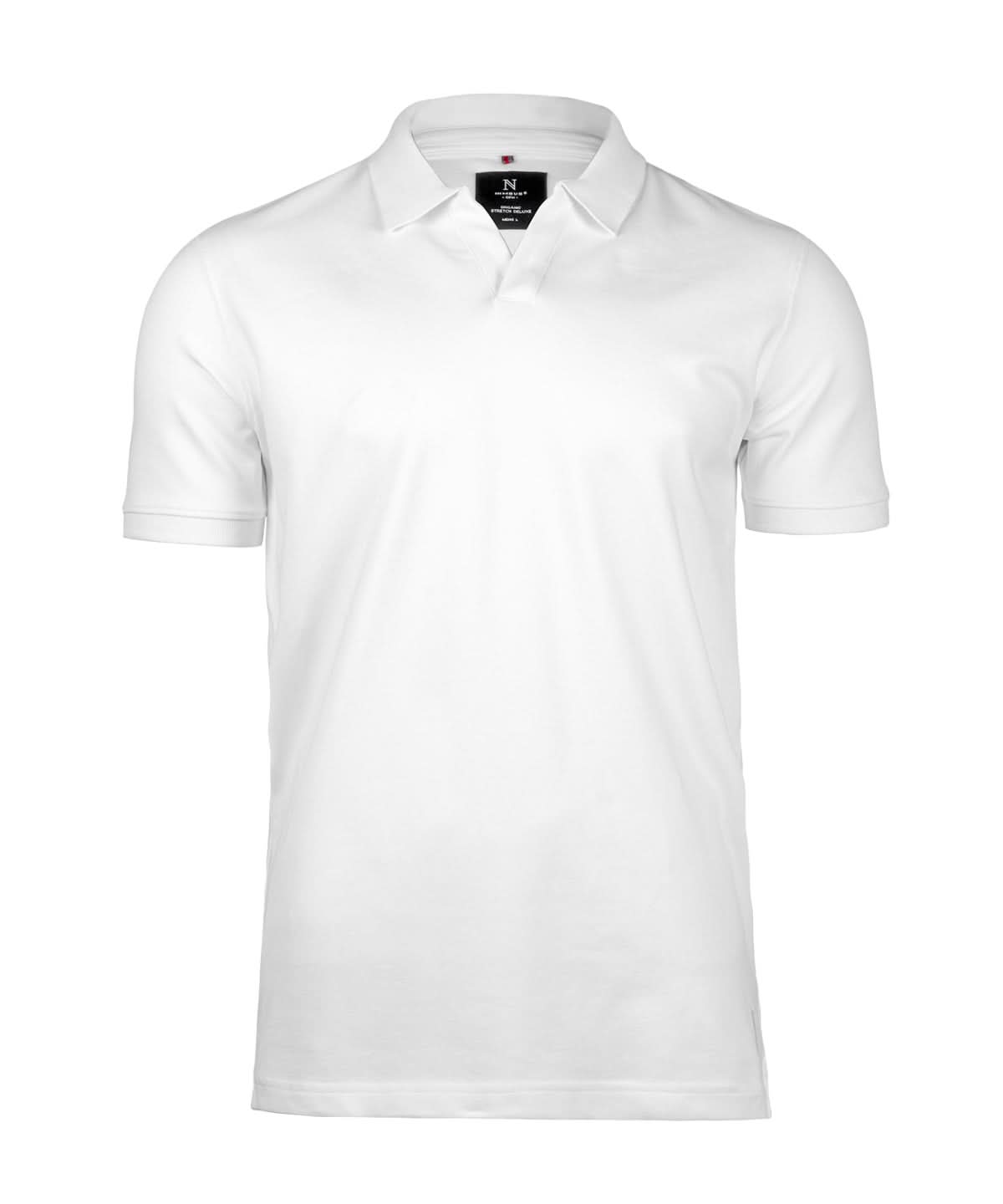 Nimbus Harvard v neck stretch deluxe polo N107M - White - Customisable Polos