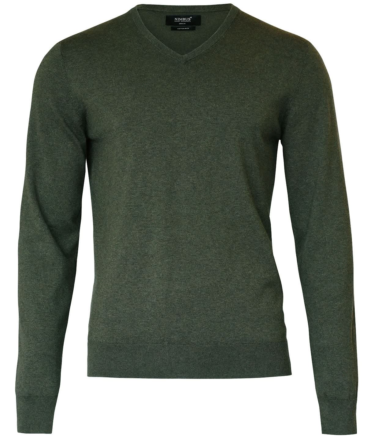 Nimbus Brighton elegant v neck knit N112M - Olive Melange - Customisable Knitted Jumpers