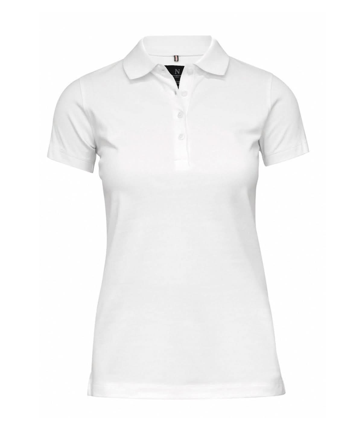 Nimbus Womens Harvard classic stretch deluxe polo N119F - White - Customisable Polos