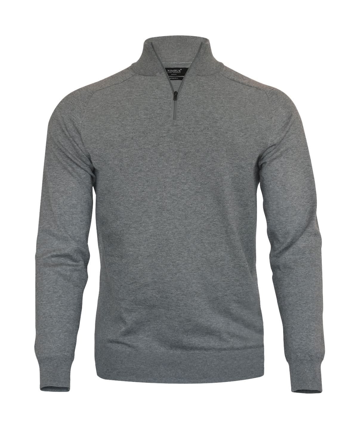 Nimbus Brighton 14 zip NB121 - Grey Melange - Customisable Knitted Jumpers