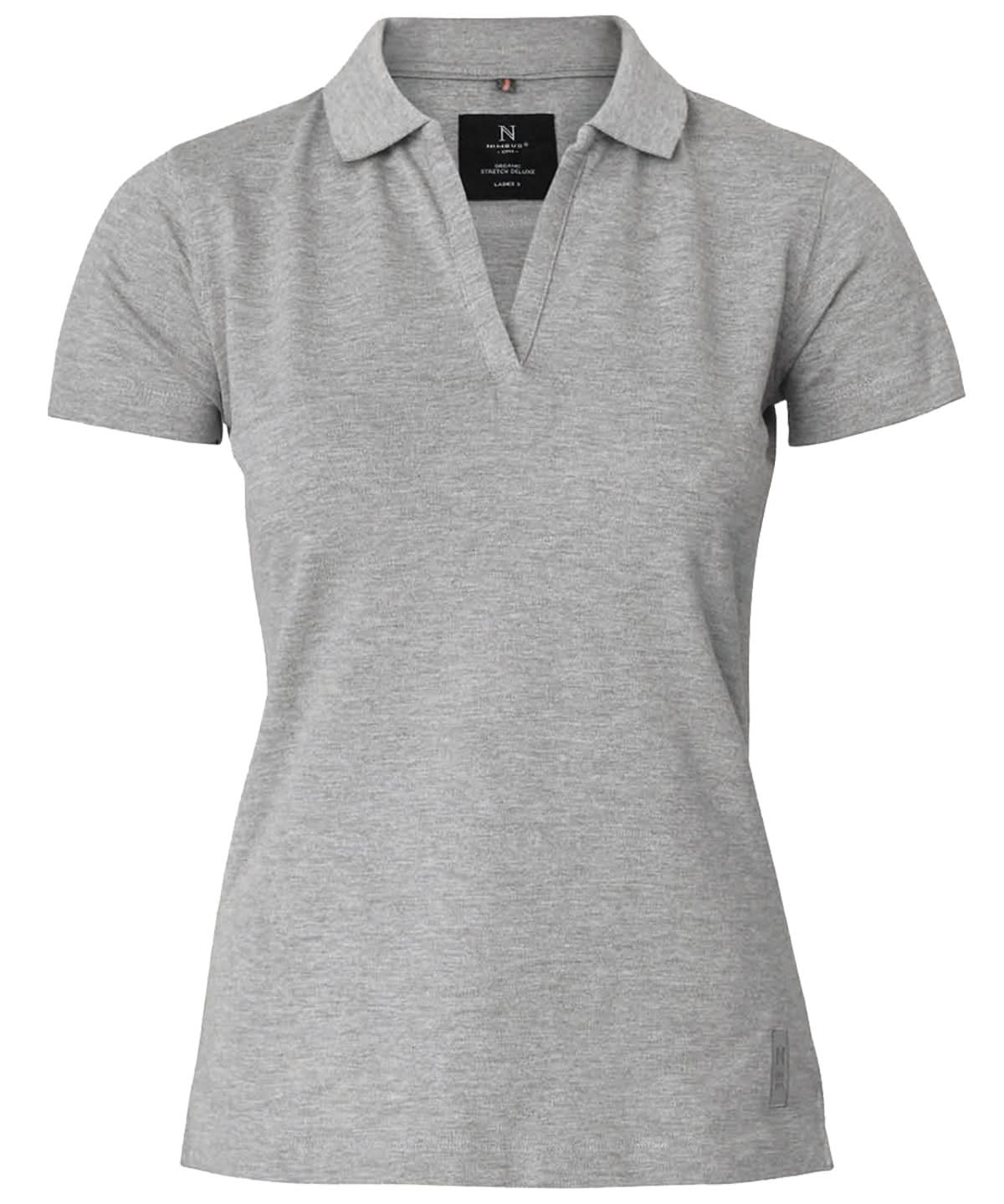 Nimbus Womens Harvard v neck stretch deluxe polo NB52F - Grey Melange - Customisable Polos