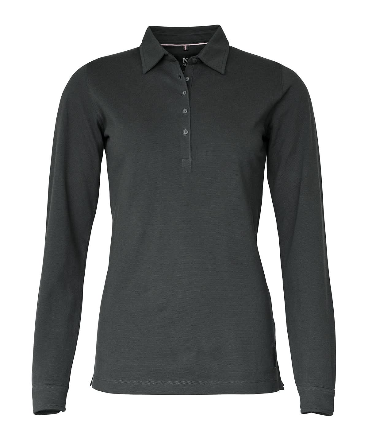 Nimbus Womens Carlington deluxe long sleeve polo NB71F - Charcoal - Customisable Polos