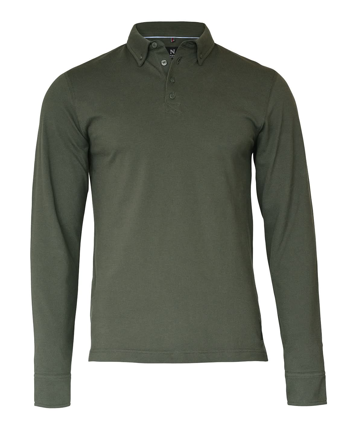 Nimbus Carlington deluxe long sleeve polo NB71M - Olive - Customisable Polos