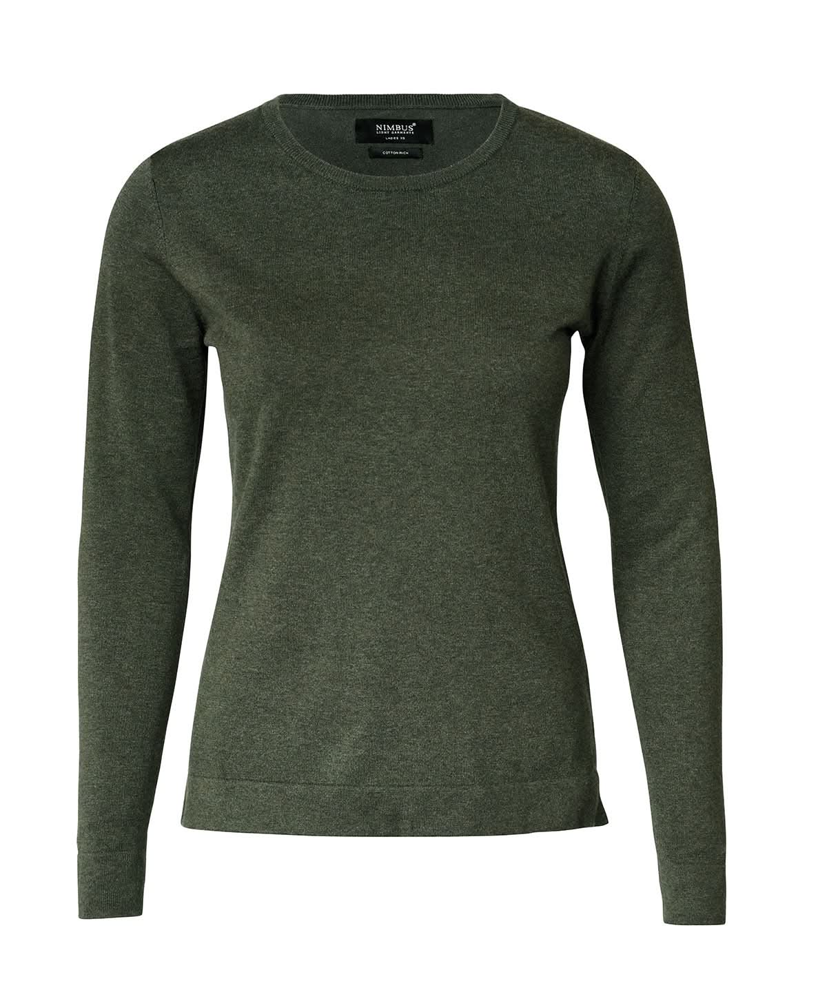 Nimbus Womens Brighton elegant round neck NB94F - Olive Melange - Customisable Knitted Jumpers