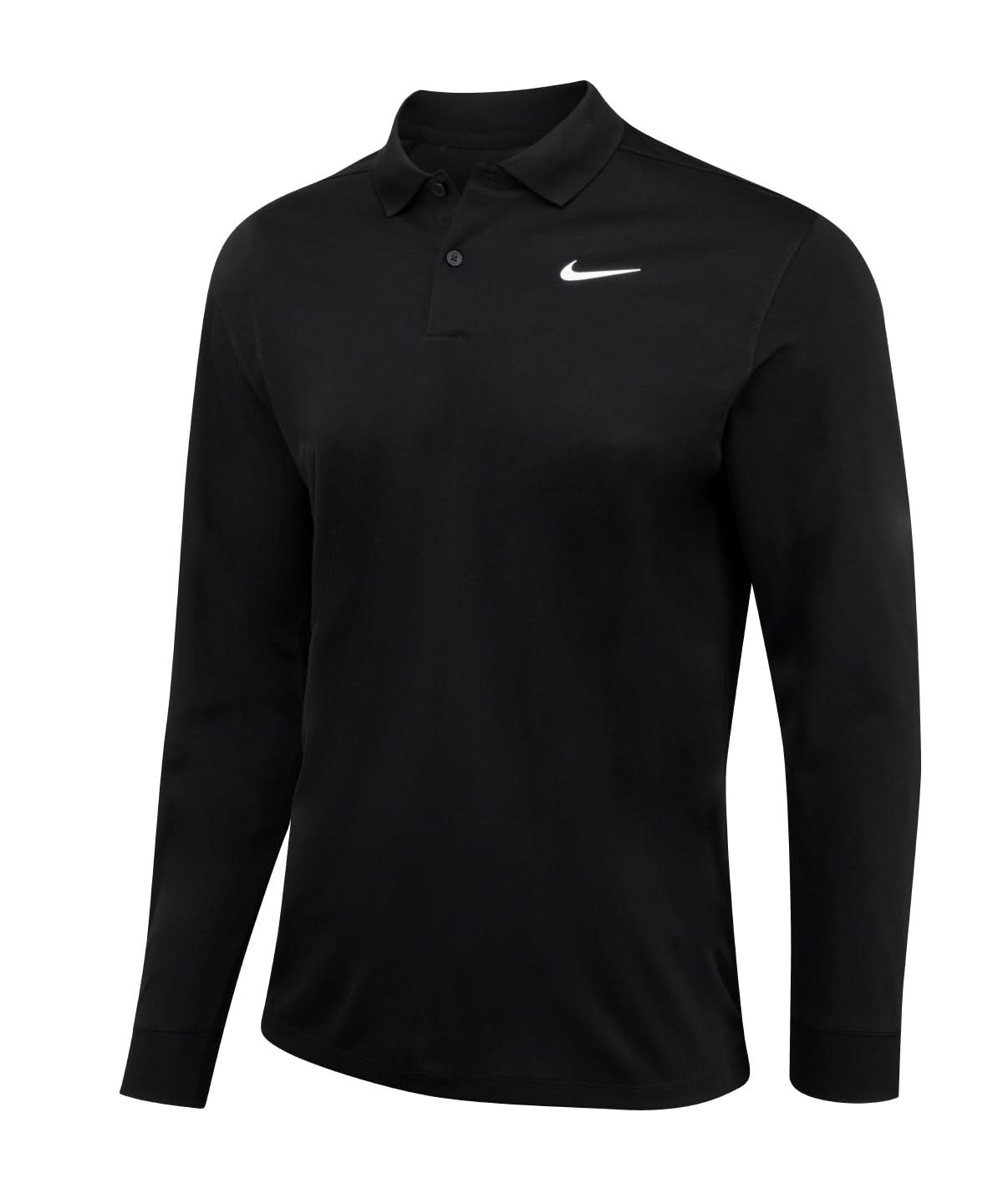 Nike Dri FIT Victory solid long sleeve polo NK354 - Black White - Customisable Polos