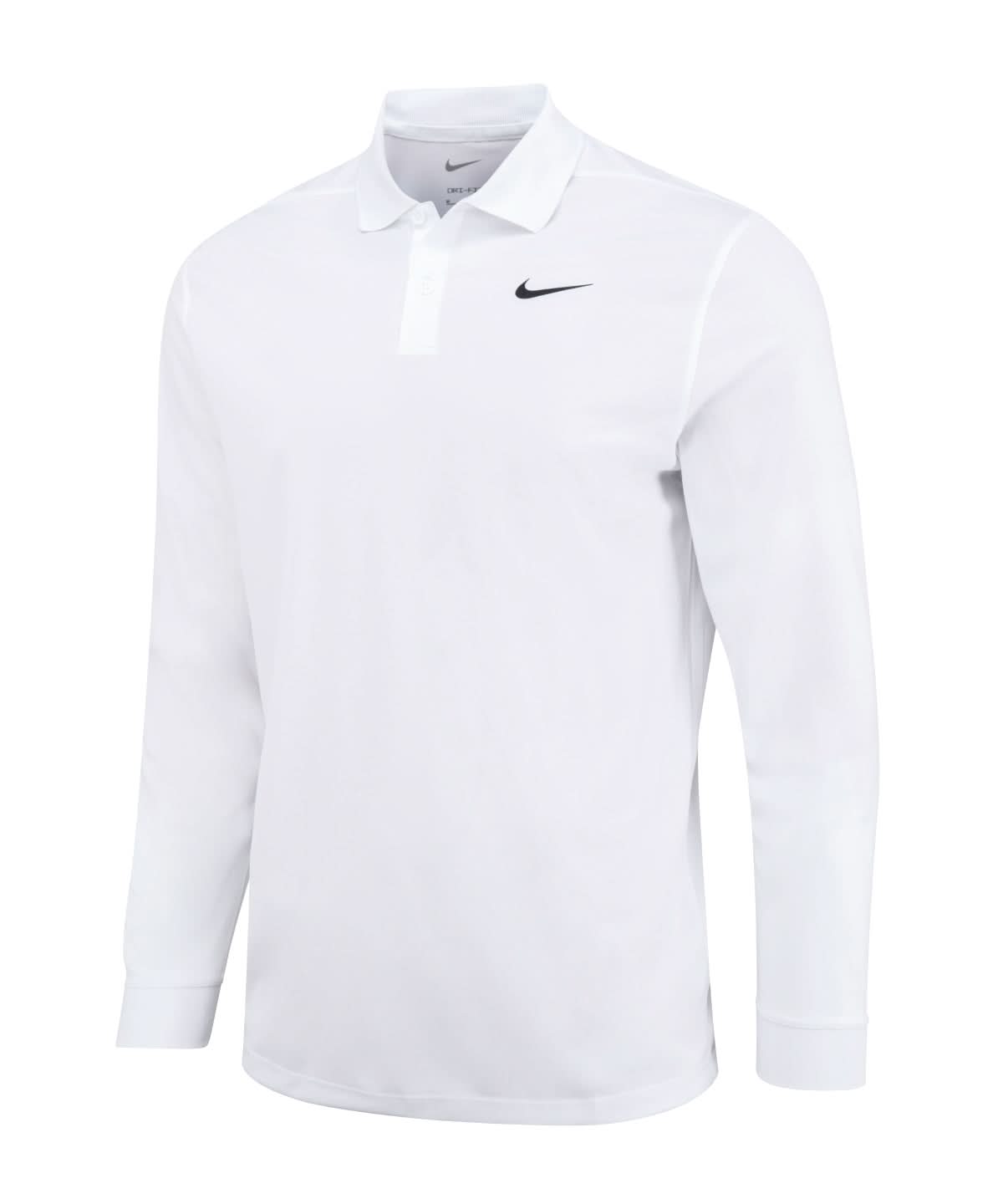 Nike Dri FIT Victory solid long sleeve polo NK354 - White Black - Customisable Polos