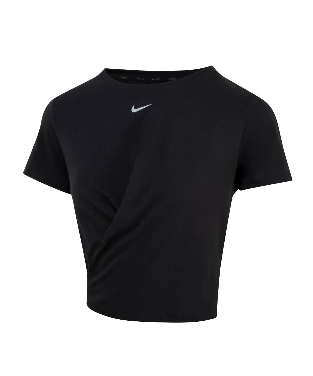 Nike Womens One Luxe Dri FIT short sleeve standard twist top NK374 - Black Reflective Silver XXS - Customisable T-Shirts
