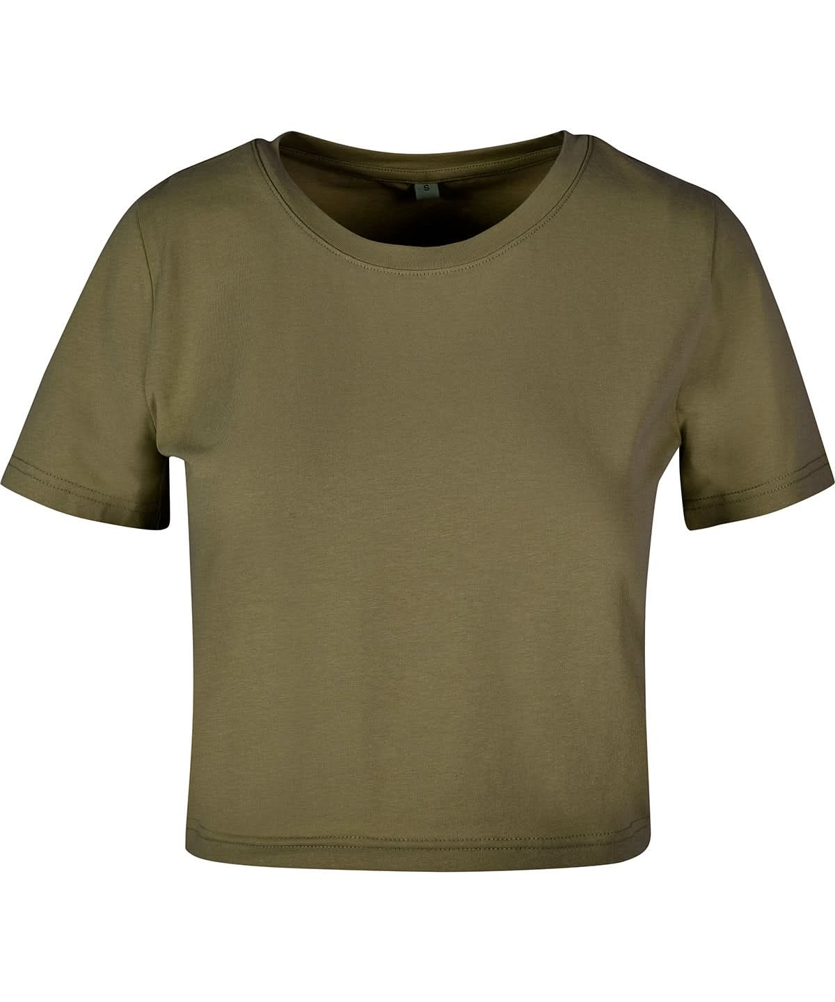 New Morning Studios Womens cropped tee NM006 - Olive - Customisable T-Shirts