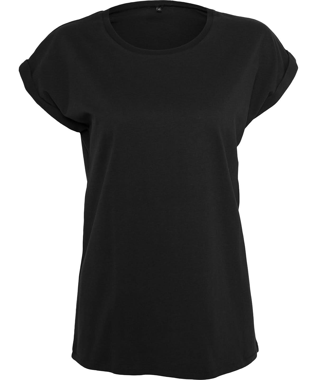 New Morning Studios Womens regular extended shoulder tee Black NM007 - Black - Customisable T-Shirts
