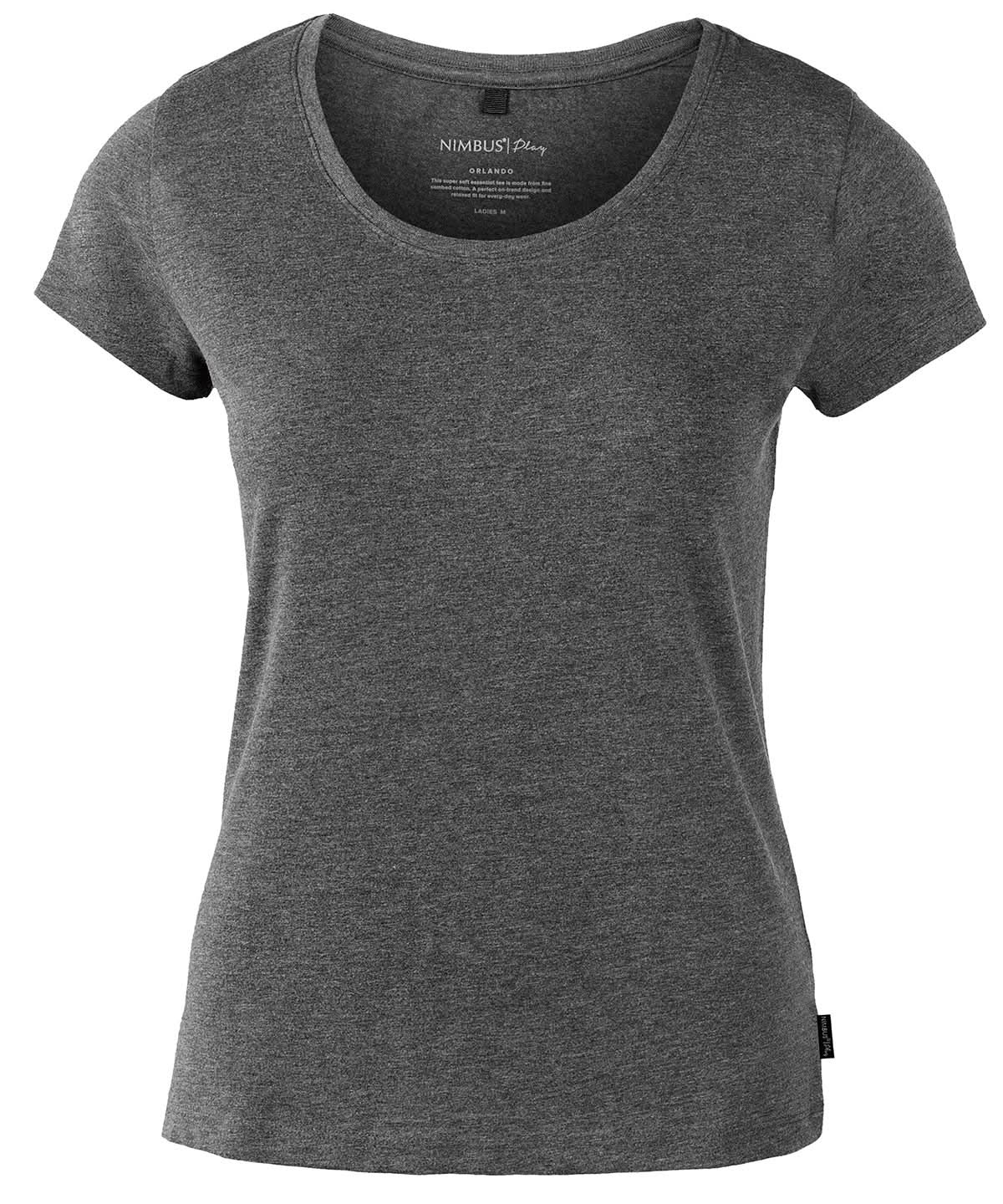 Nimbus Womens Orlando soft round neck t shirt NP01F - Black Melange - Customisable T-Shirts
