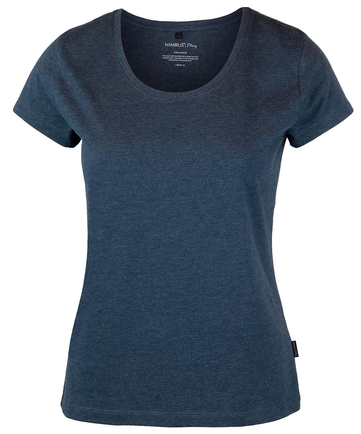 Nimbus Womens Orlando soft round neck t shirt NP01F - Navy Melange - Customisable T-Shirts