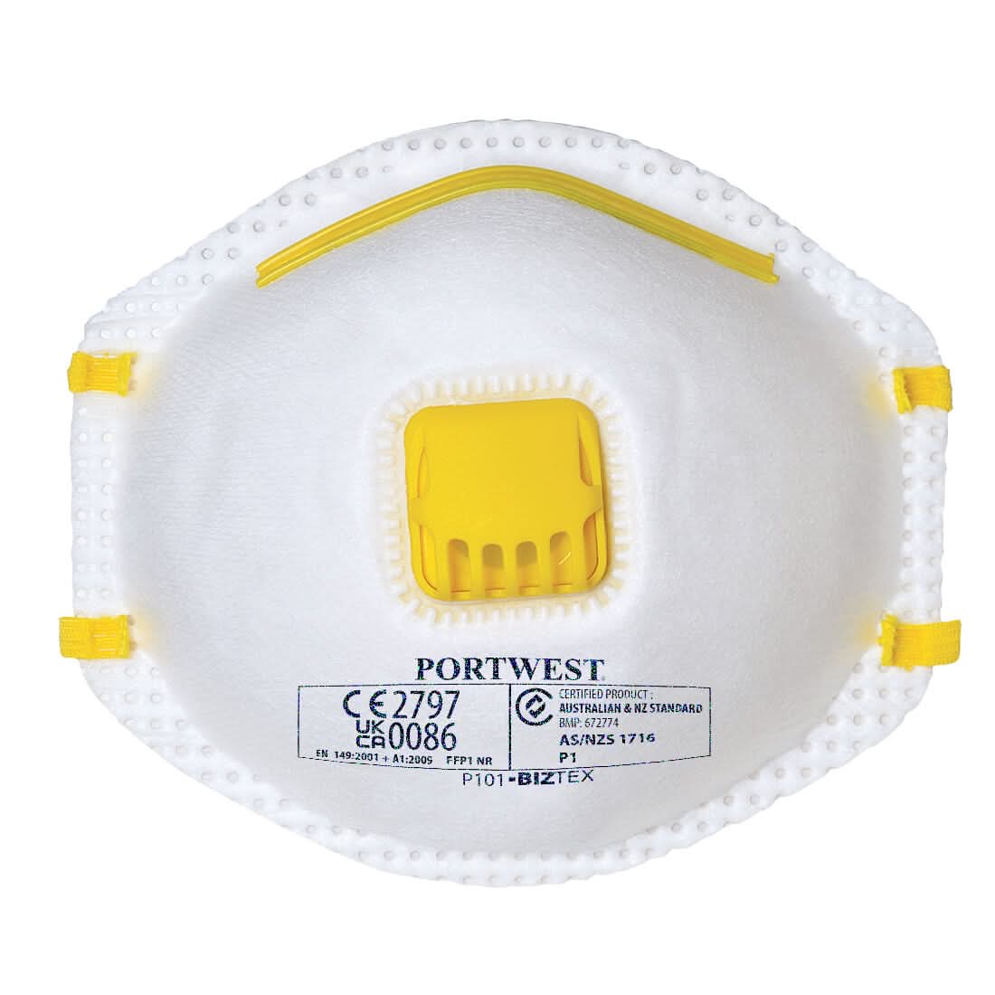 Portwest Ffp1 Valved Respirator Pk10 P101 - White - Customisable PPE