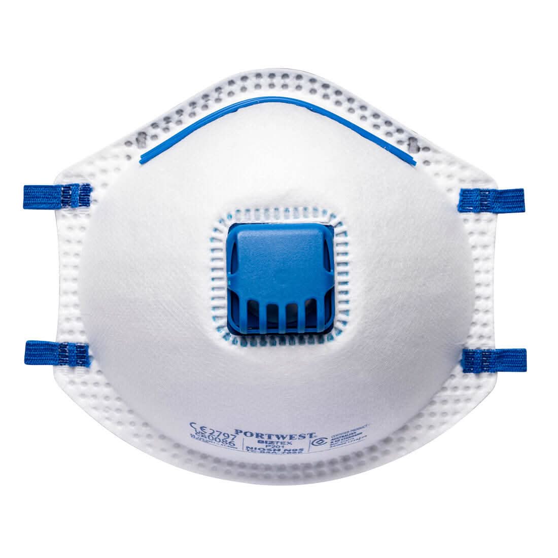 Portwest FFP2 Valved Respirator 10 Pack - P201 - White OneSize - Customisable PPE