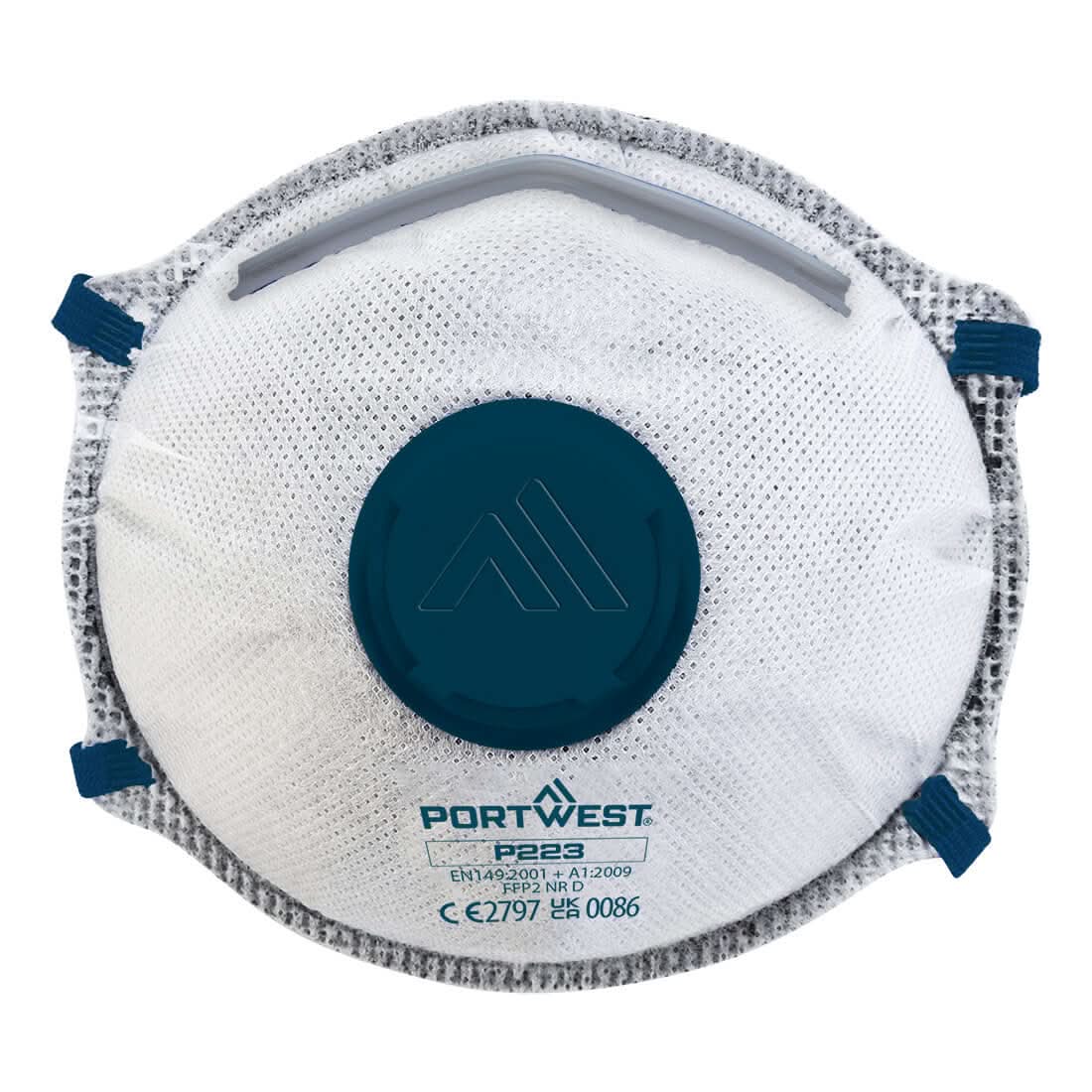Portwest Ffp2 Carbon Valved Dolomite Respirator Pk10 P223 - White - Customisable PPE