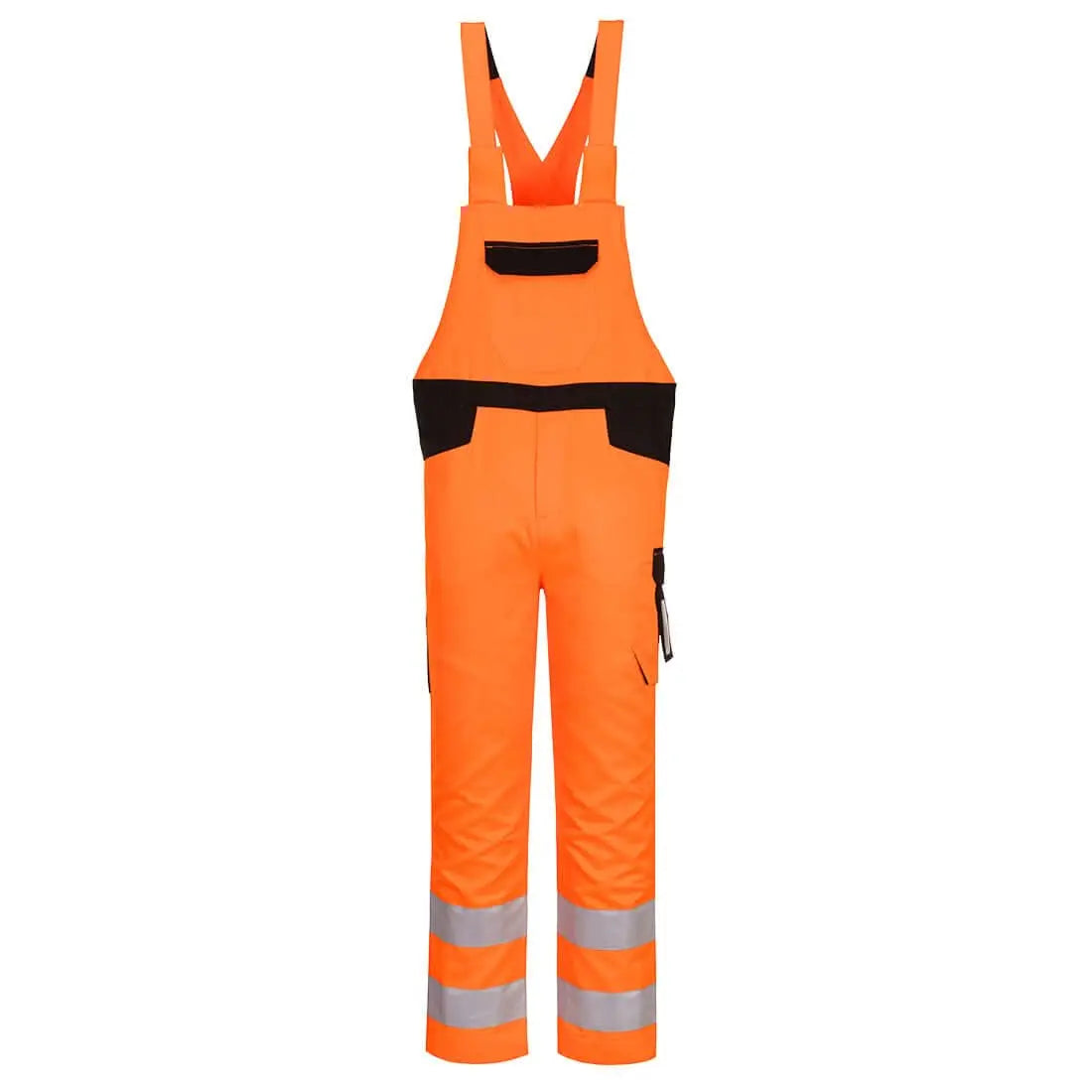 Pw2 Hi Vis Bib And Brace - Orange Black - Customisable Bib & Braces
