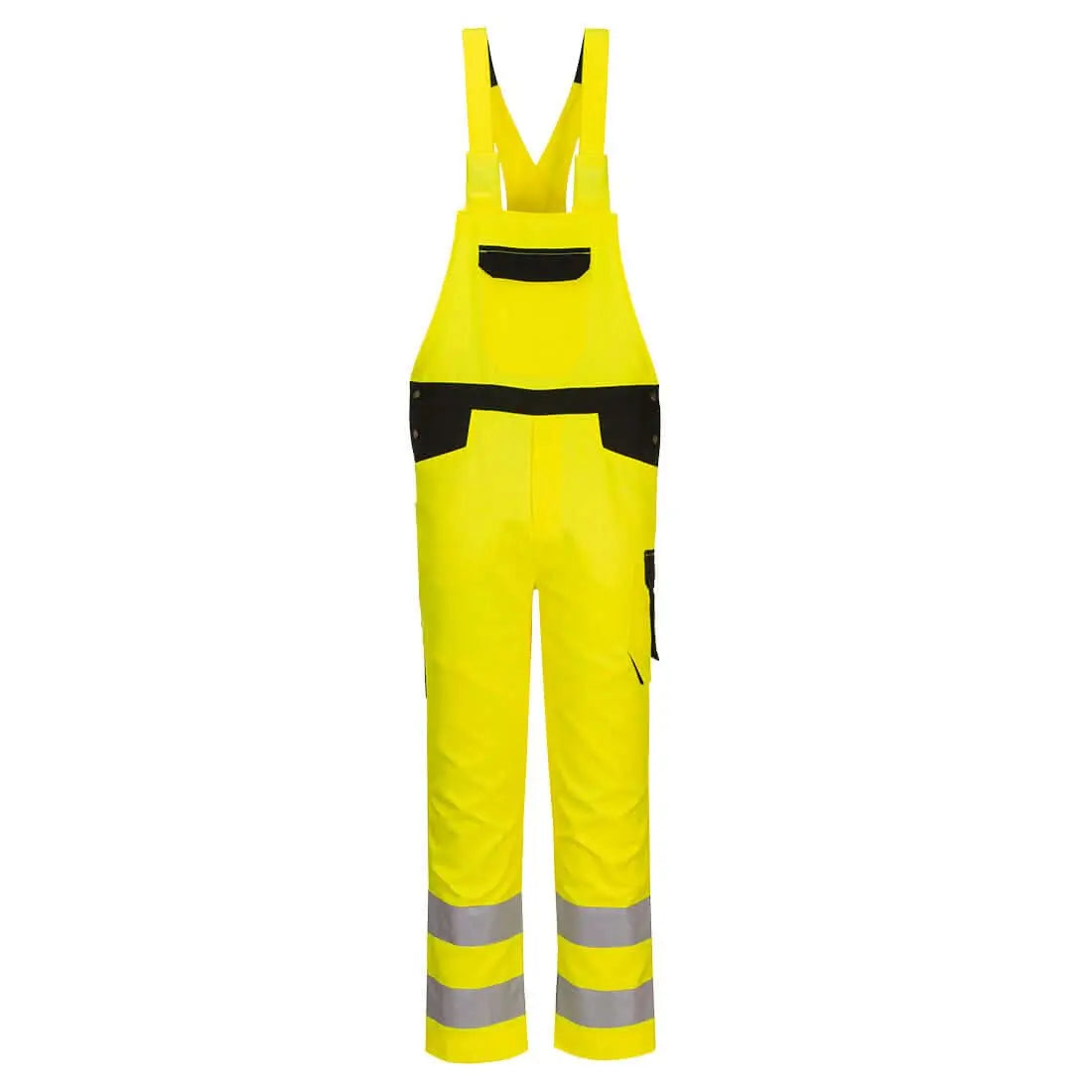 Pw2 Hi Vis Bib And Brace - Yellow Black - Customisable Bib & Braces
