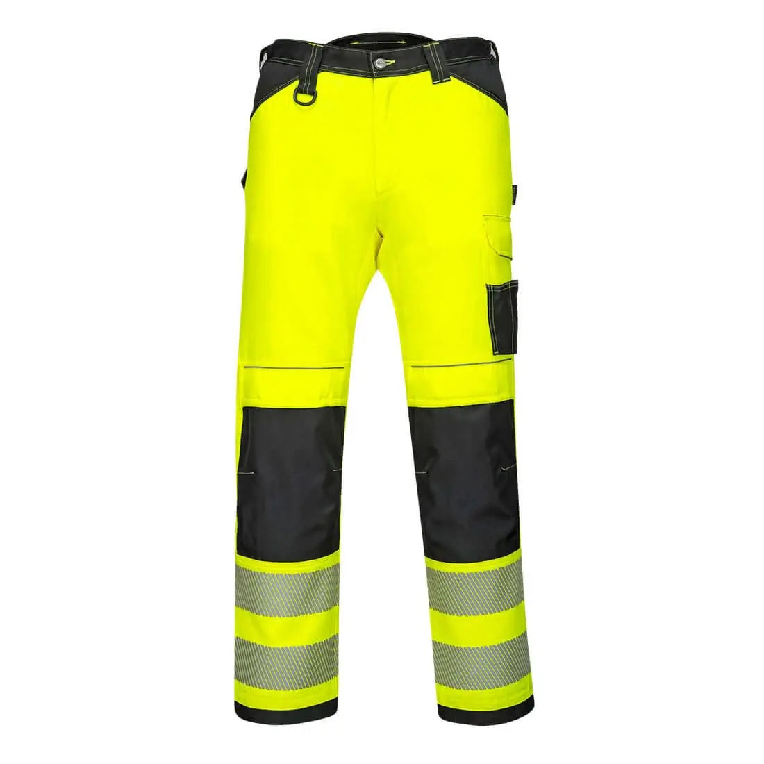 Pw3 Hi Vis Lightweight Stretch Work Trousers Pw303 - Yellow Black - Customisable Work Trousers