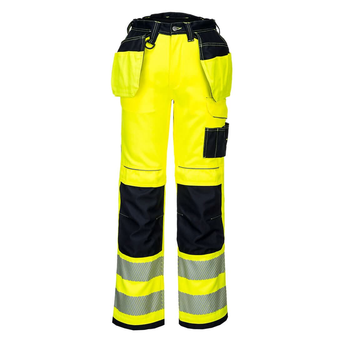 Portwest Pw3 Hi Vis Stretch Holster Pocket Trousers PW306 - Yellow Black - Customisable Hi-Vis Trousers