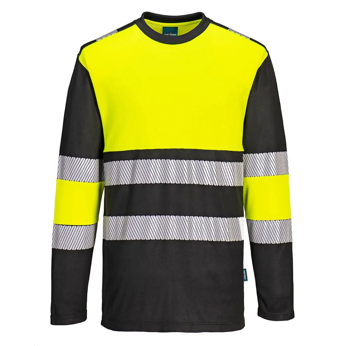 Pw3 Hi Vis Cotton Comfort Class 1 T Shirt L/S Pw312 - Yellow Black - Customisable T-Shirt