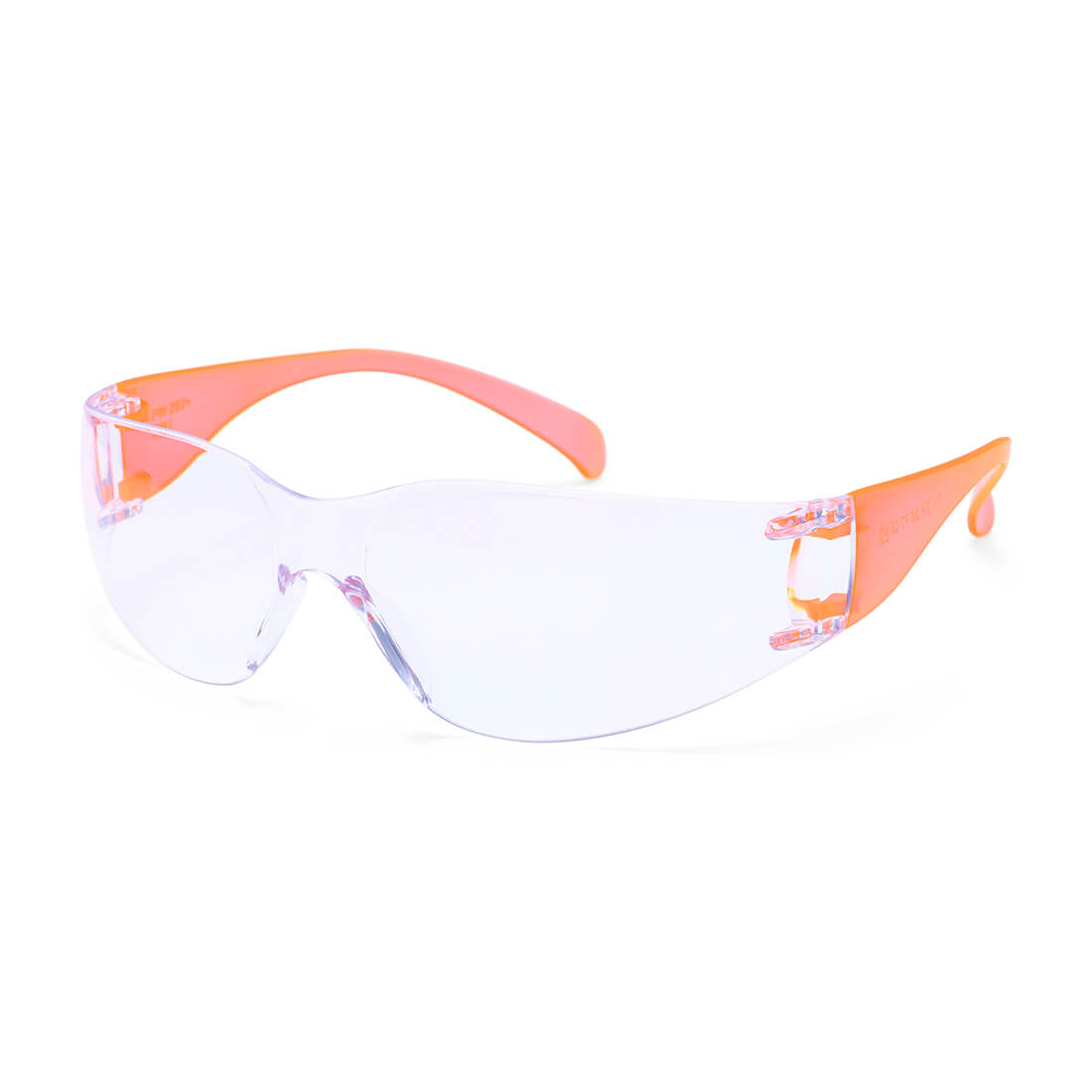 Wrap Around Safety Glasses Pw32 - Clear Orange Hi-Vis One Size - Customisable Safety Spectacles