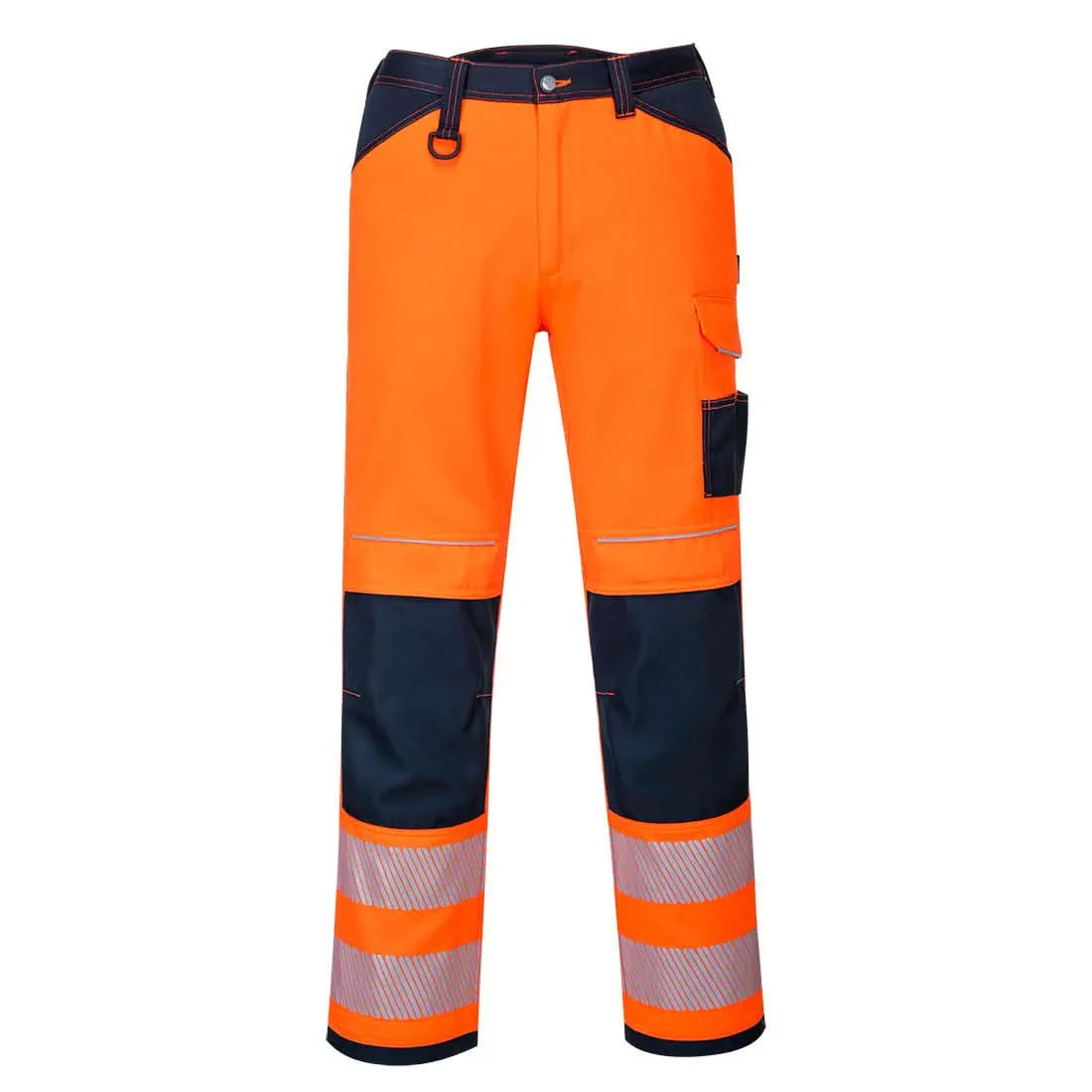 Pw3 Hi Vis Work Trousers Pw340 - Orange Navy Short - Customisable Work Trousers