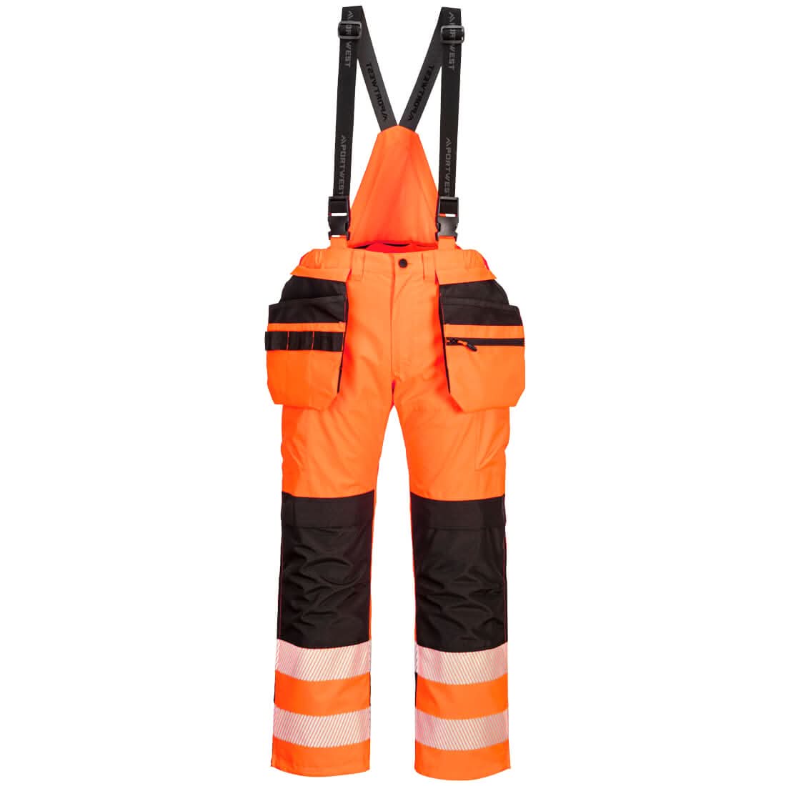 Portwest Pw3 Hi Vis Rain Trousers PW356 - Orange Black - Customisable Hi-Vis Trousers