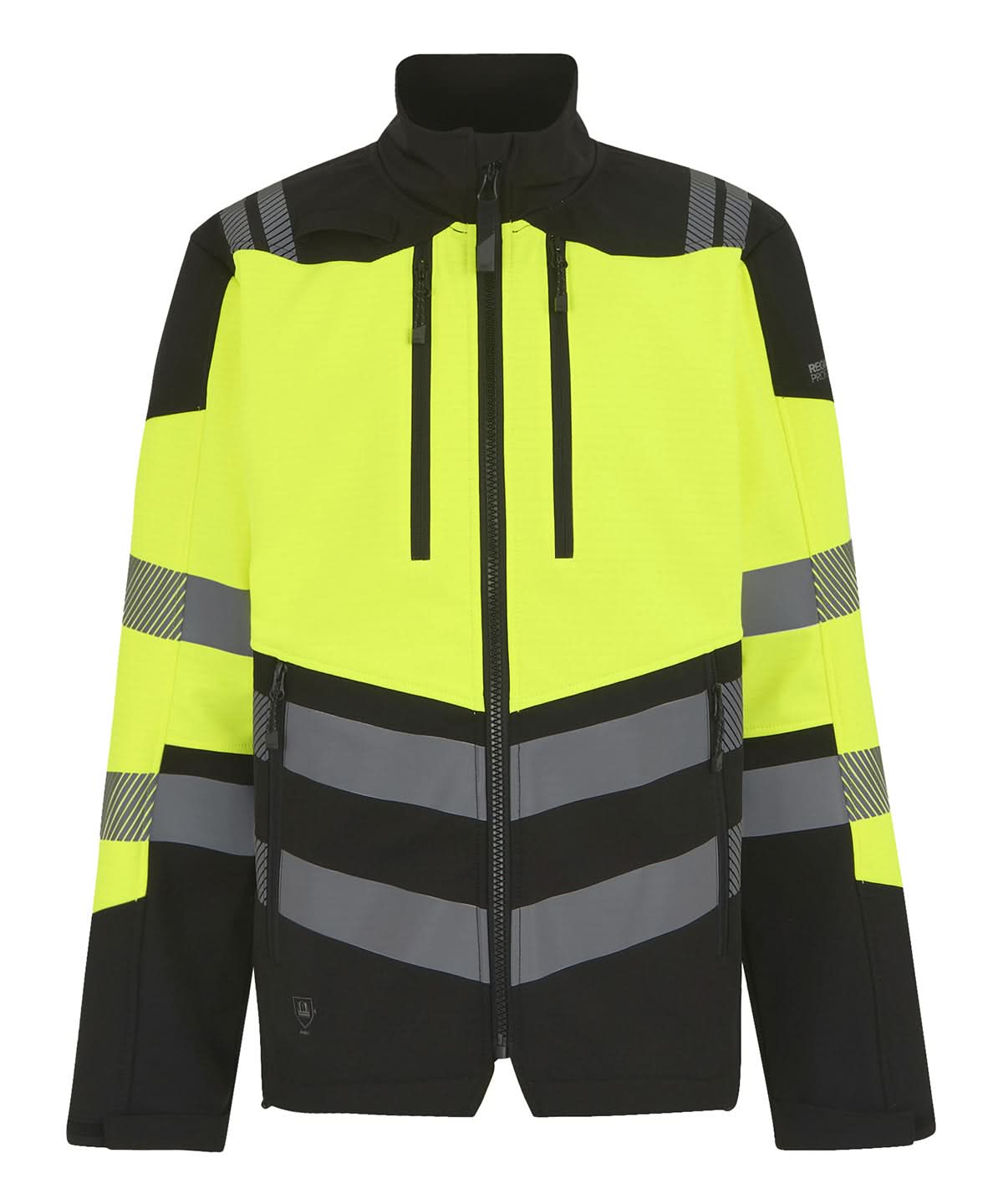 Regatta High Visibility Hi Vis X Pro 3 layer softshell jacket Class 2 RG478 - Black Yellow - Customisable Softshell Jacket
