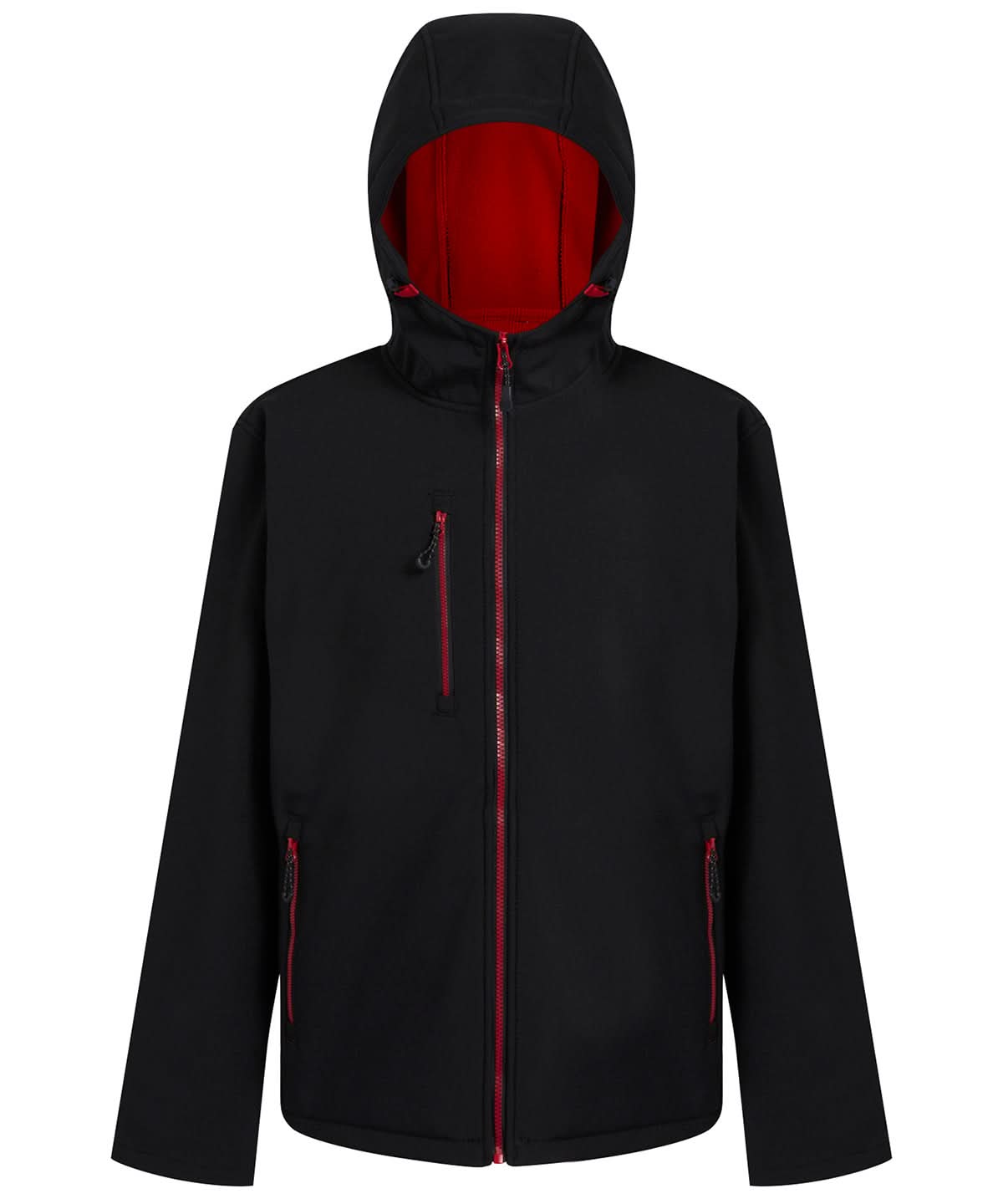 Regatta Professional Navigate 2 layer hooded softshell jacket RG594 - Black Classic Red - Customisable Softshell Jacket