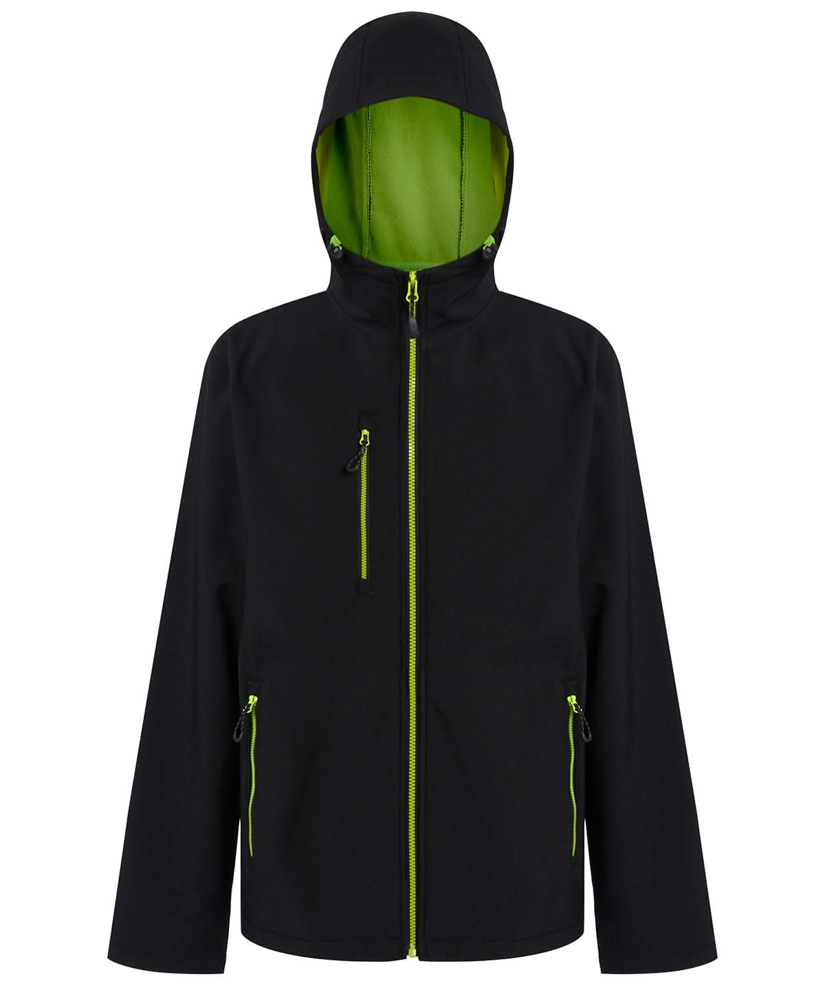 Regatta Professional Navigate 2 layer hooded softshell jacket RG594 - Black Lime - Customisable Softshell Jacket