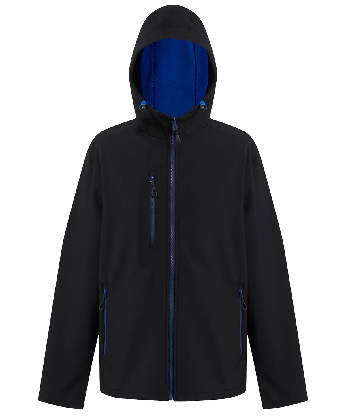 Regatta Professional Navigate 2 layer hooded softshell jacket RG594 - Black New Royal - Customisable Softshell Jacket
