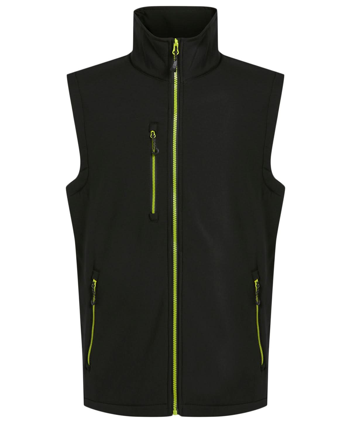 Regatta Professional Navigate 2 layer softshell bodywarmer RG595 - Black Lime - Customisable Bodywarmer