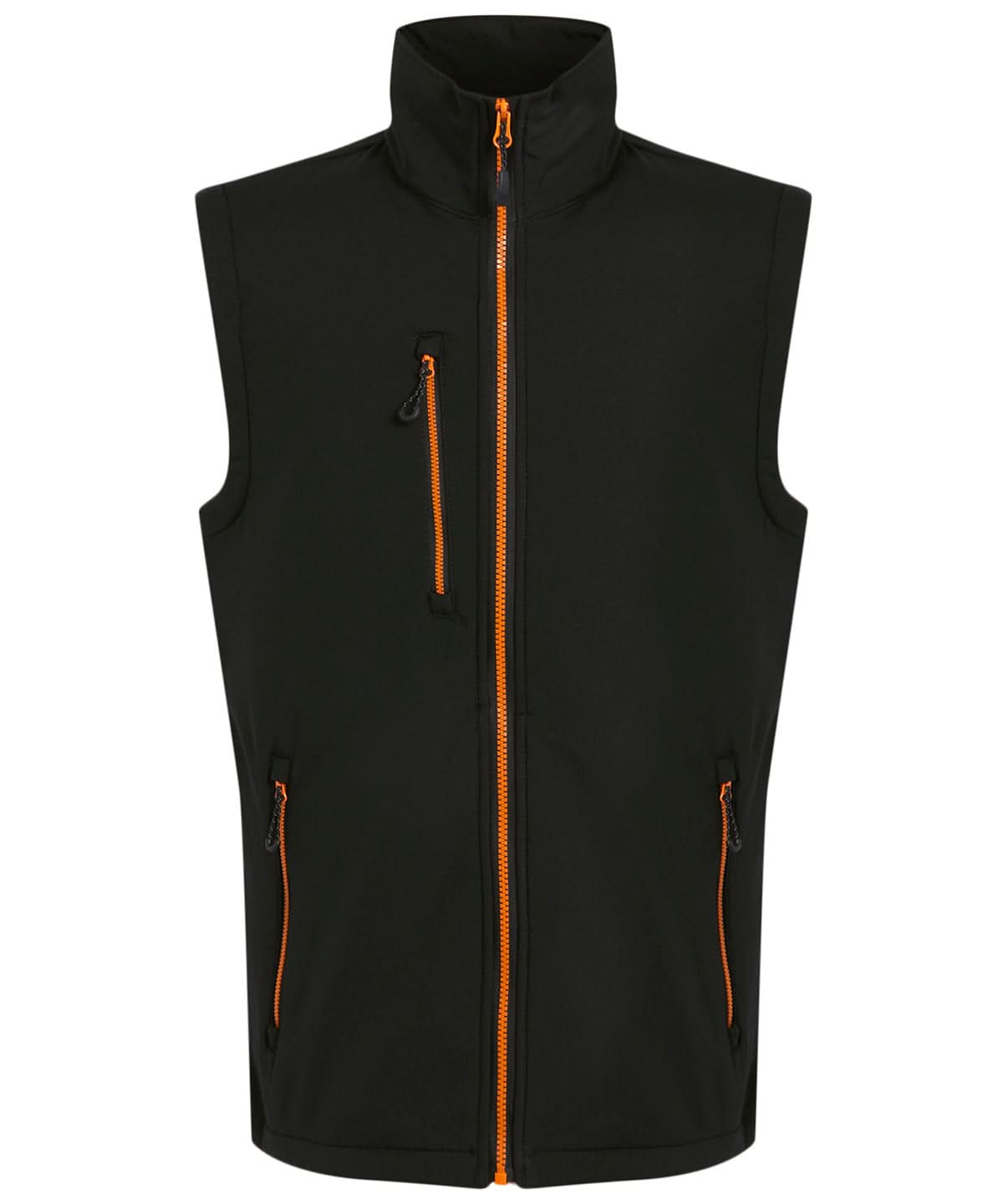 Regatta Professional Navigate 2 layer softshell bodywarmer RG595 - Black Orange Pop - Customisable Bodywarmer