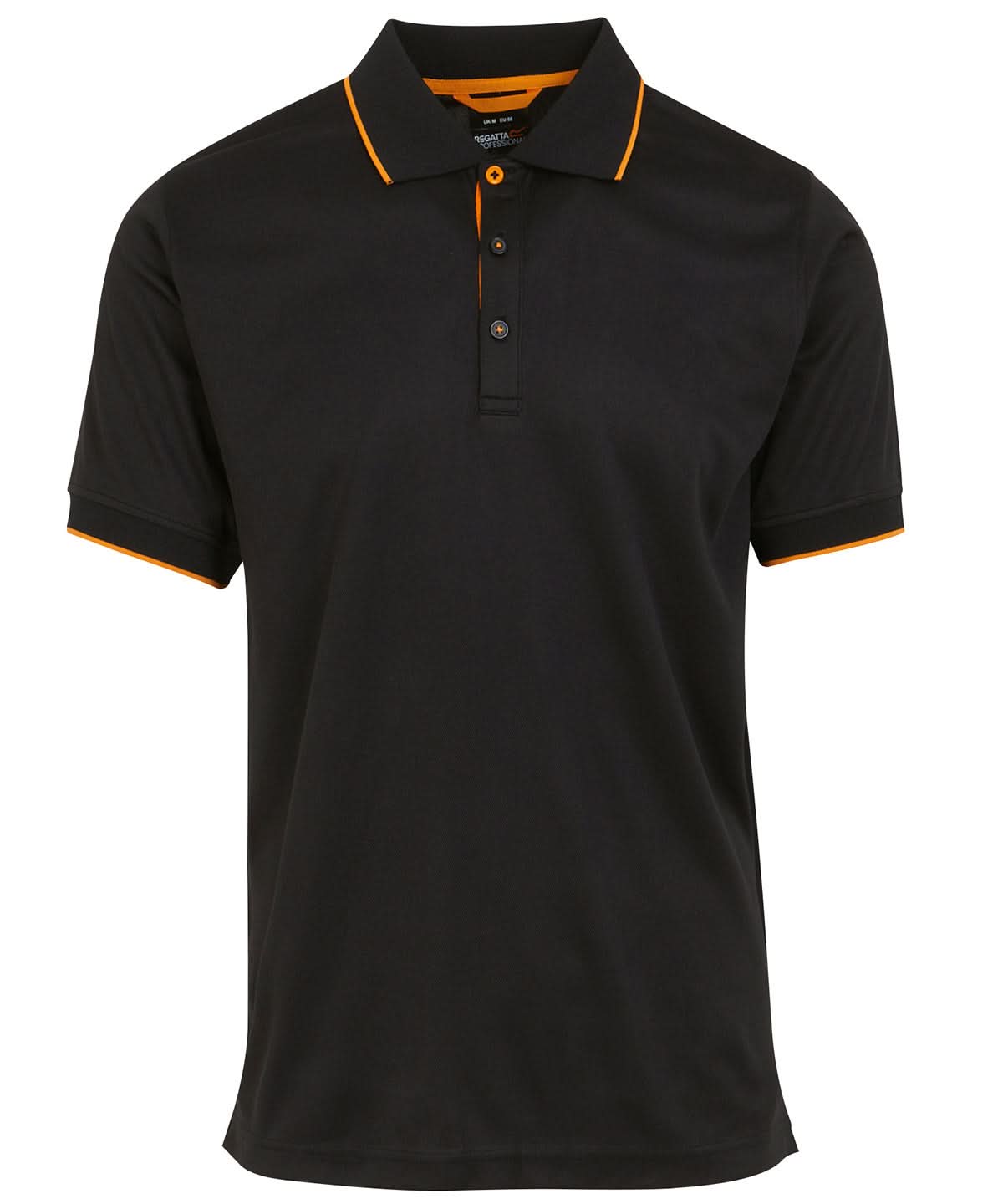 Regatta Professional Navigate short sleeve polo RG596 - Black Orange Pop - Customisable Polos