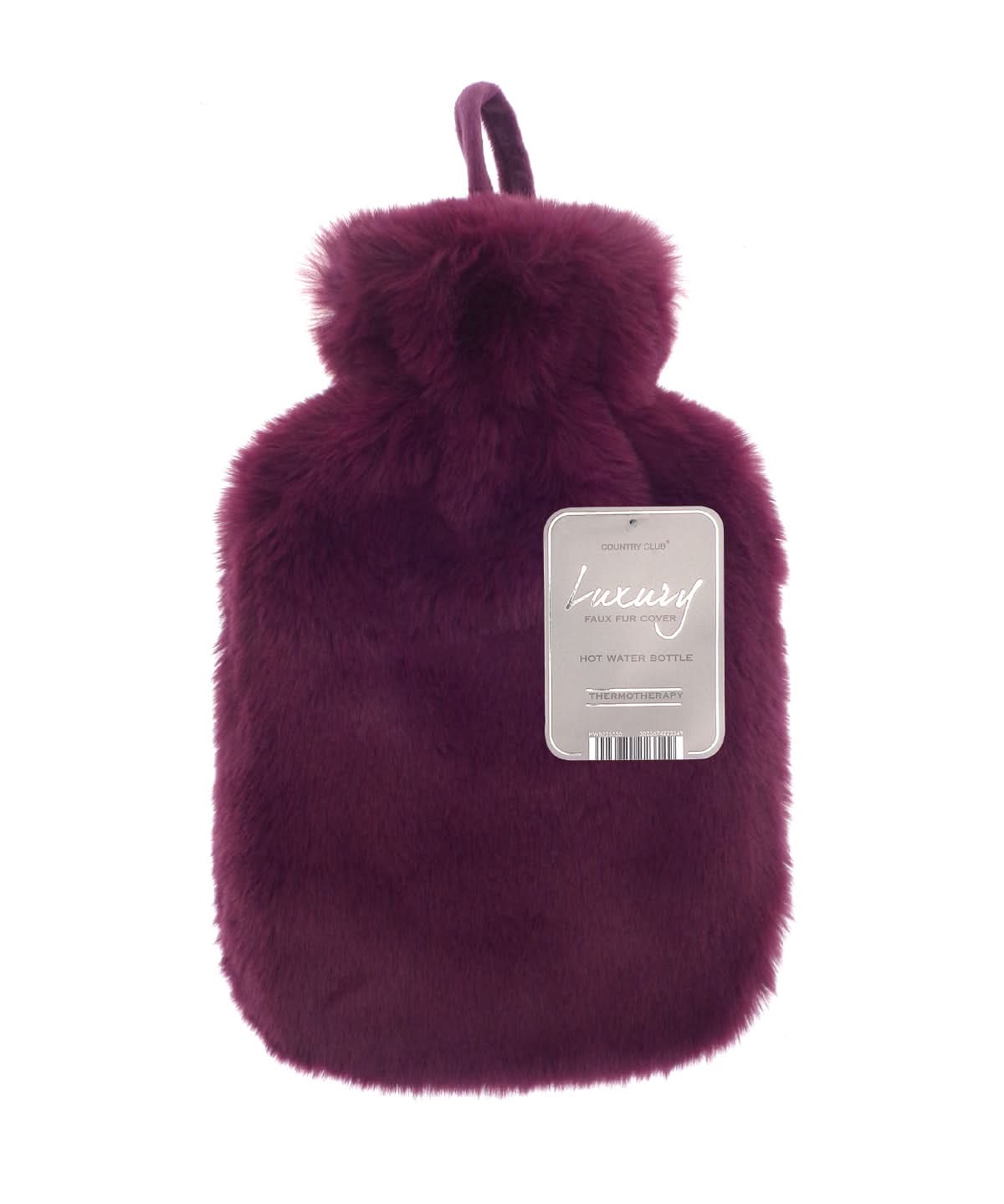 Ribbon Super luxury faux fur hot water bottle and cover RI021 - Plum 2 Litre - Customisable Hot Water Bottles & Covers
