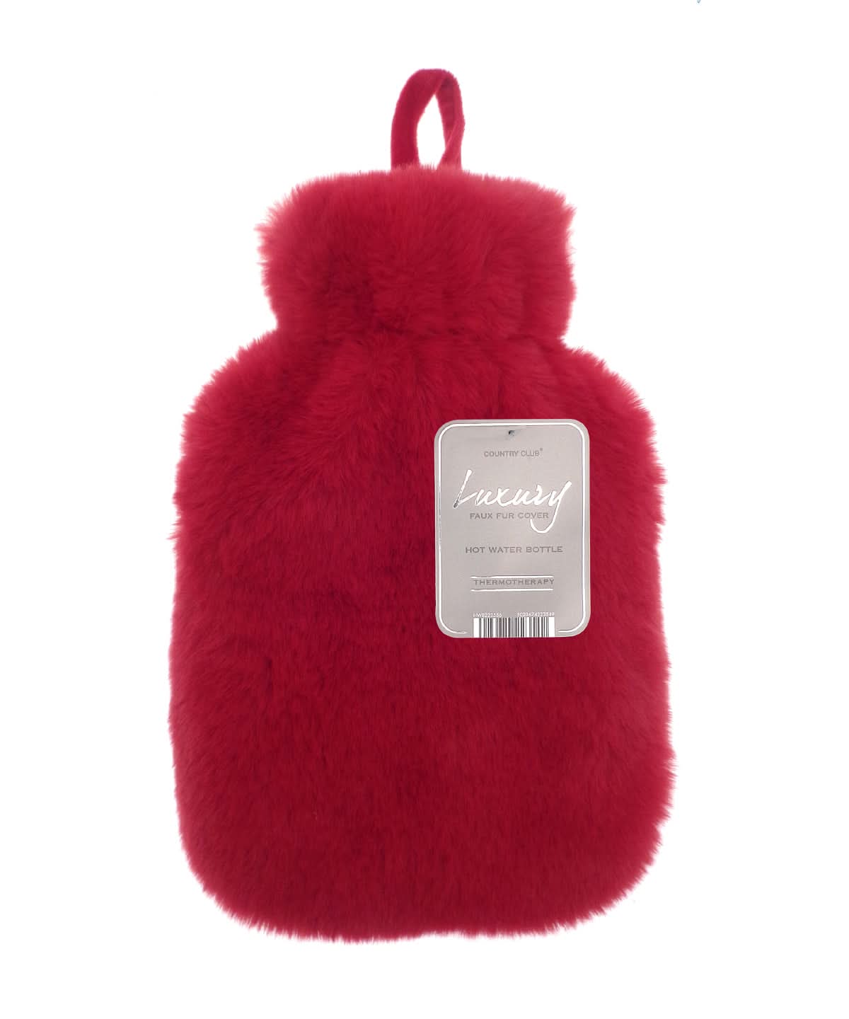 Ribbon Super luxury faux fur hot water bottle and cover RI021 - Scarlet Red 2 Litre - Customisable Hot Water Bottles & Covers