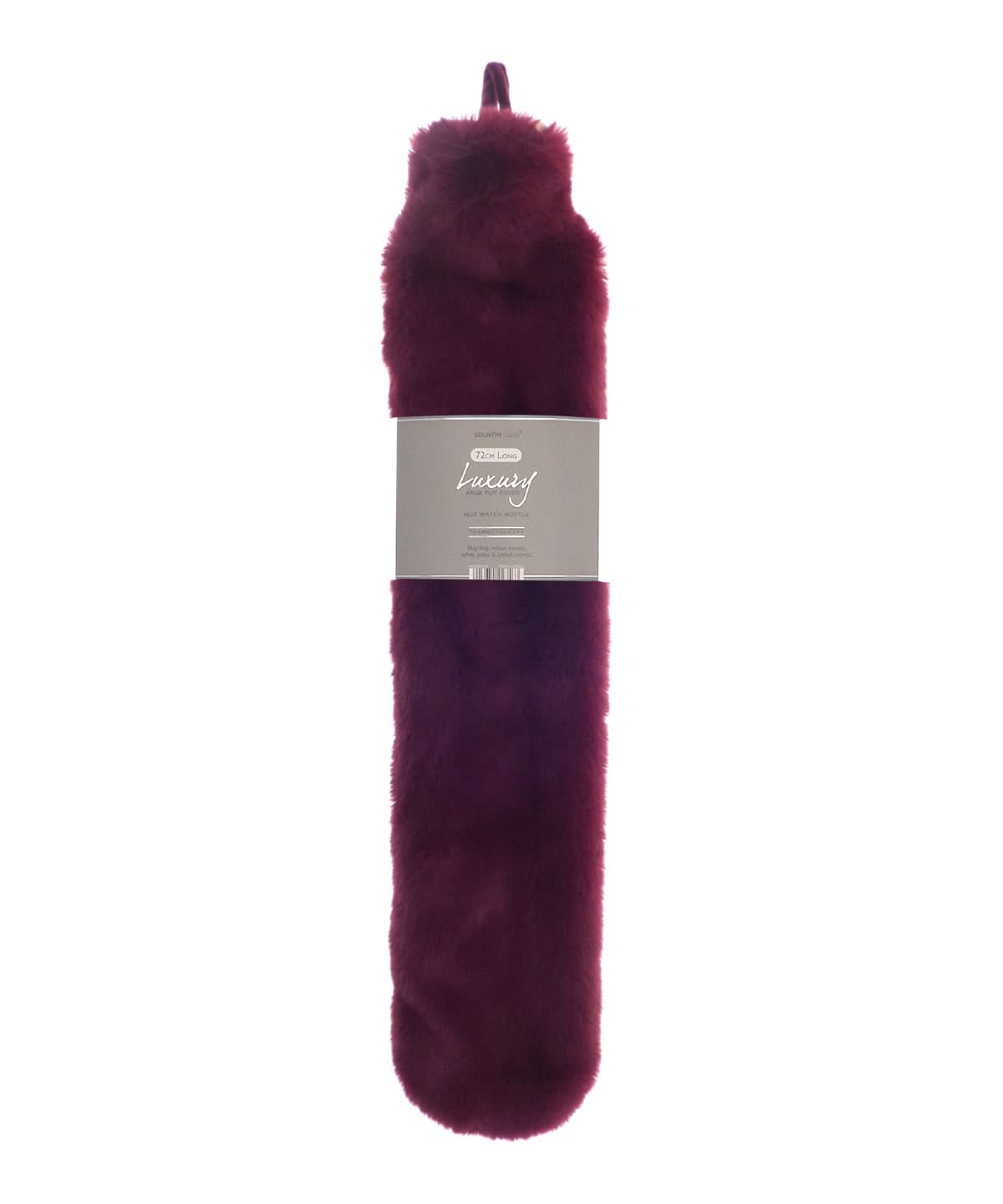 Ribbon Super luxury faux fur long hot water bottle and cover RI022 - Plum One size - Customisable Hot Water Bottles & Covers